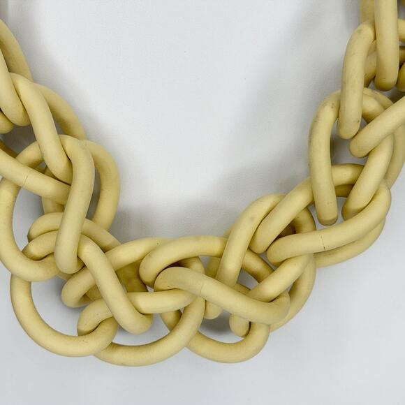 Chunky Pale Yellow Silver Chain Link Statement Necklace Stretchy ✨ - Picture 4 of 9